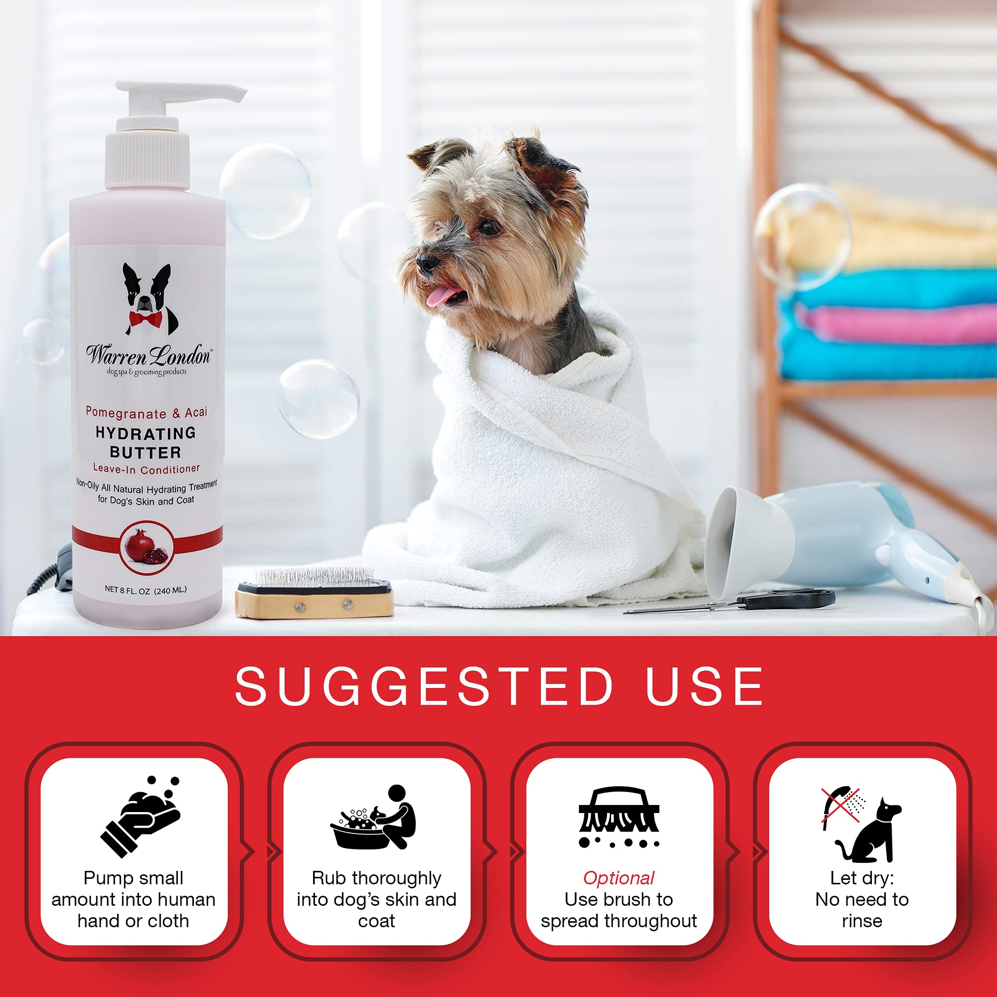 Pom-fig fragrance detail on Warren London Butter Combo evokes soothing aroma during grooming.