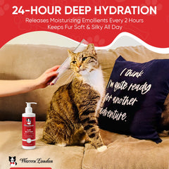 Warren London Cat Hydrating Butter being massaged into fur for detangling.