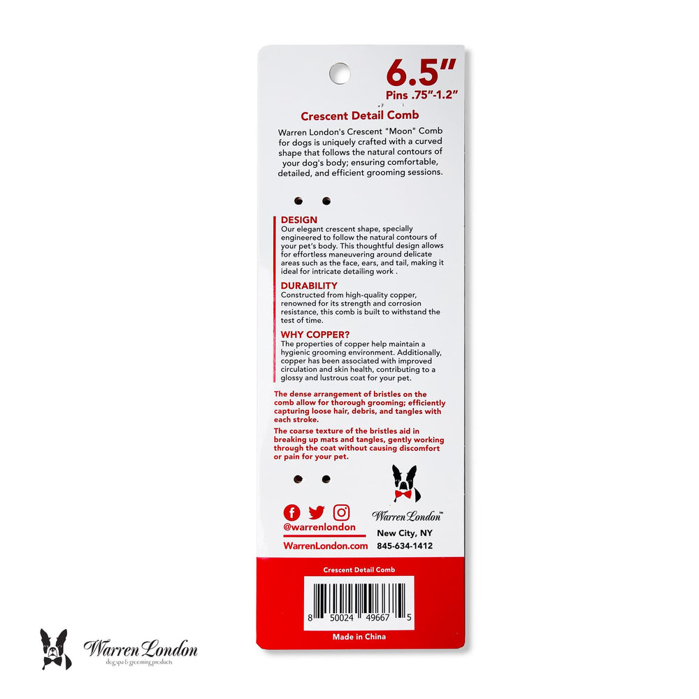 Warren London Copper Crescent Comb all coats versatility image suggests suitable for various fur types