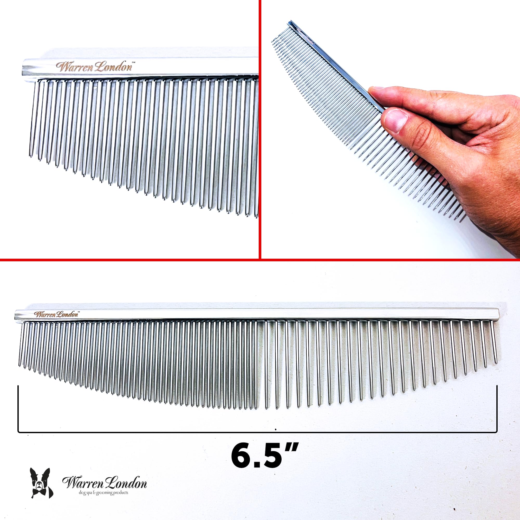 Warren London Copper Crescent Comb snag free edge demonstrates minimized pulling during grooming