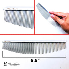 Warren London Copper Crescent Comb snag free edge demonstrates minimized pulling during grooming