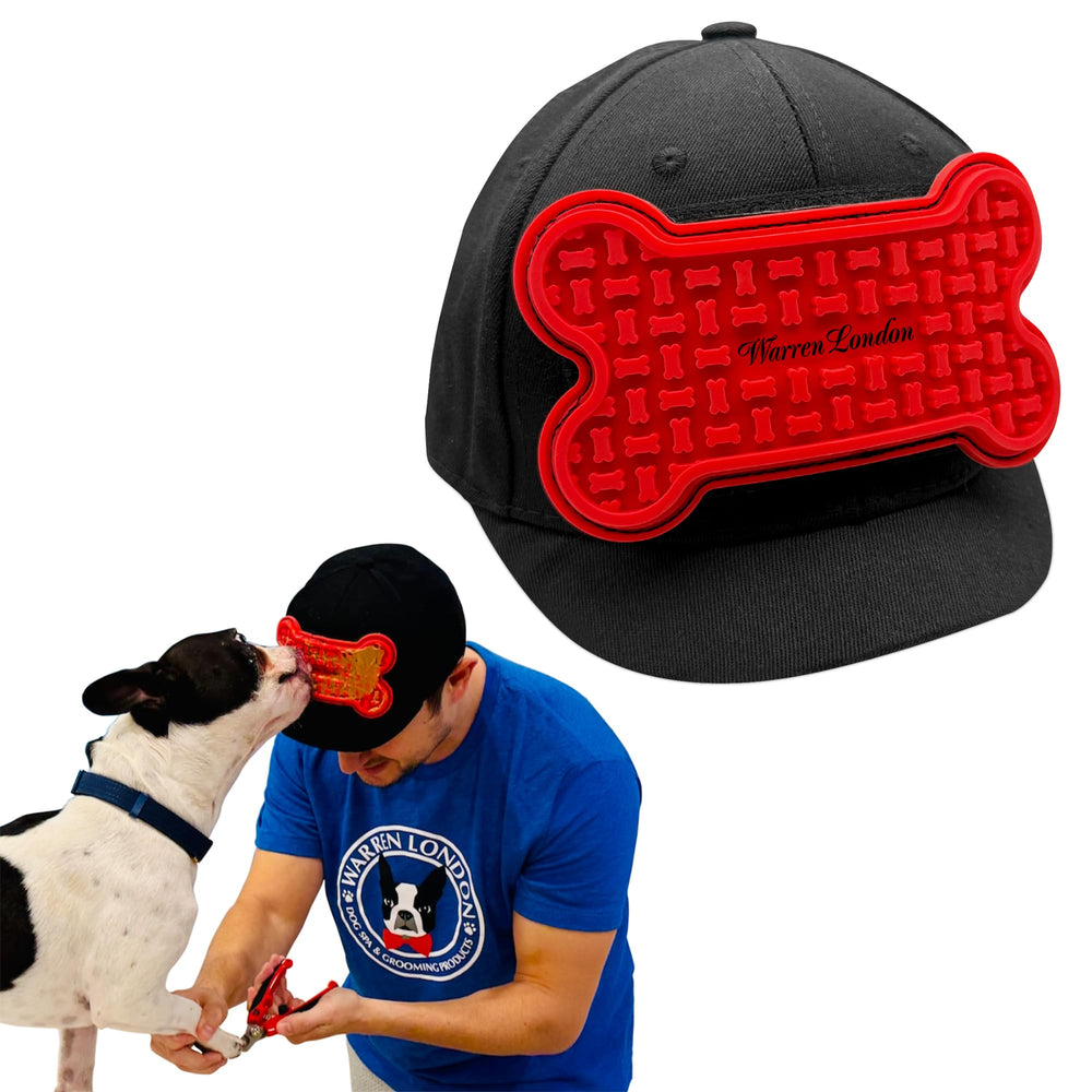Warren London Distract-A-Hat front view shows hands-free grooming for calmer sessions.