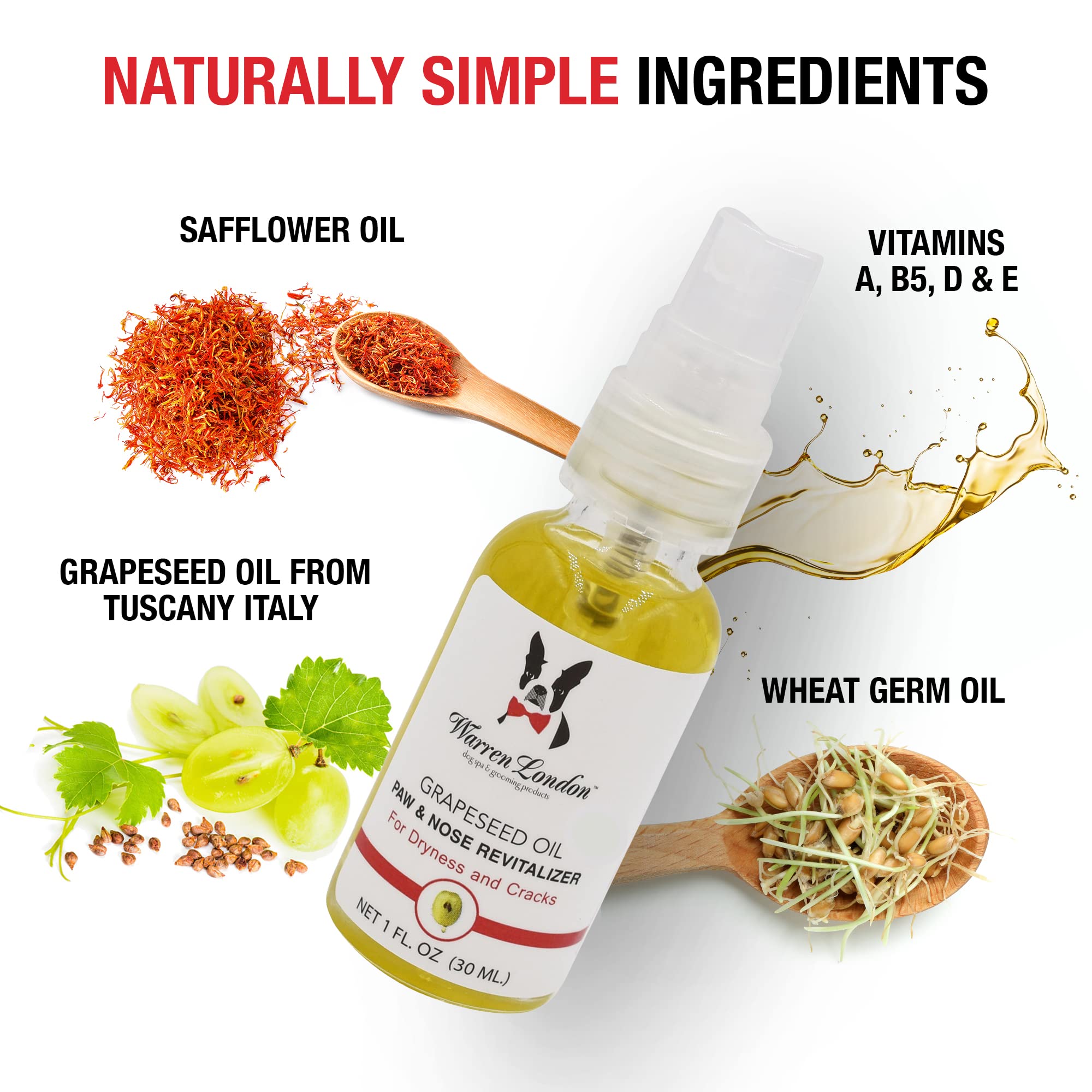 Warren London grapeseed oil-infused formula highlights nourishing ingredients for healthy skin.