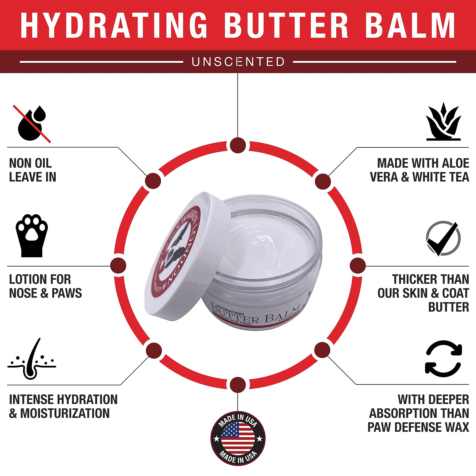 Warren London Hydrating Butter Balm shown as lick-safe paw balm solution.