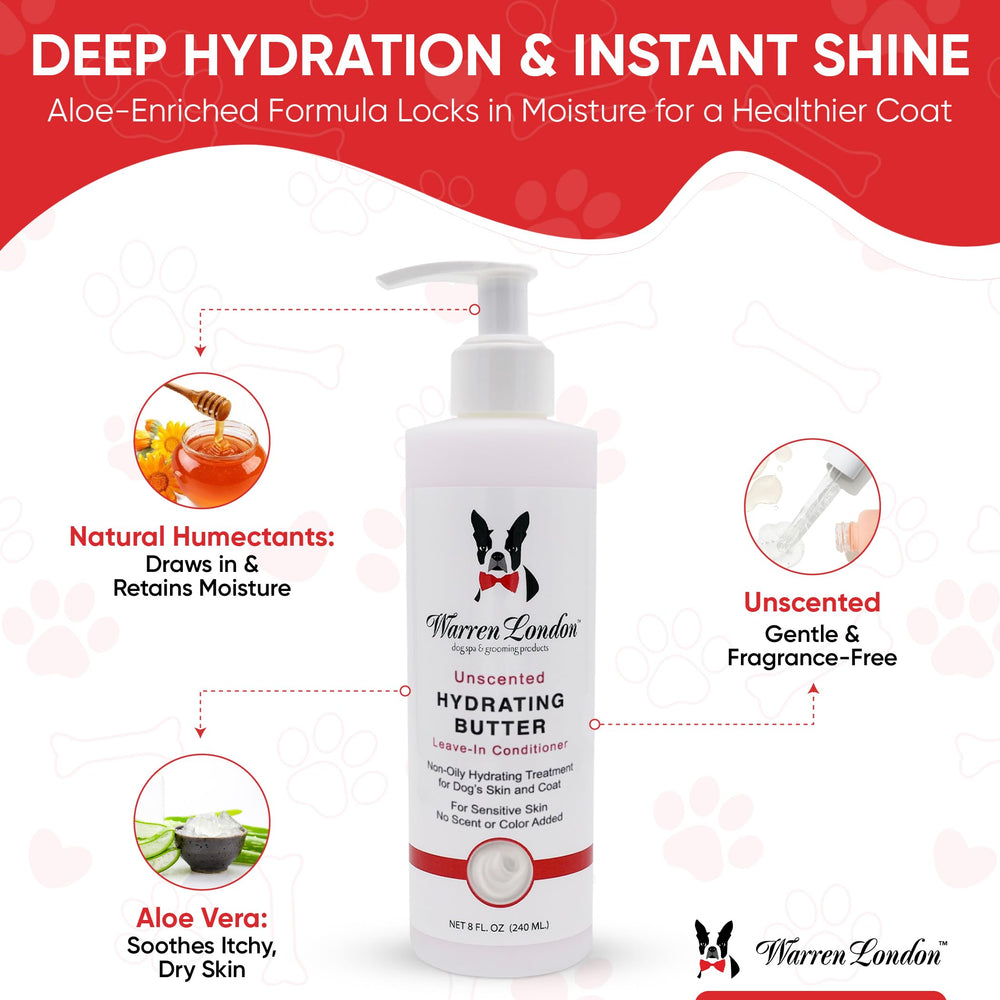 Warren London Hydrating Butter Leave-In Conditioner delivers puppy-comfort with gentle care