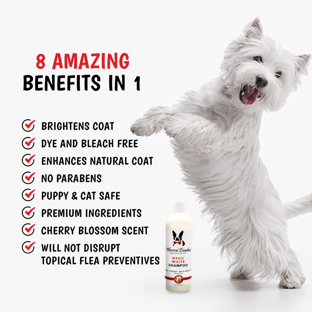 Warren London Magic White Dog Shampoo rinse leaves coats silky and manageable