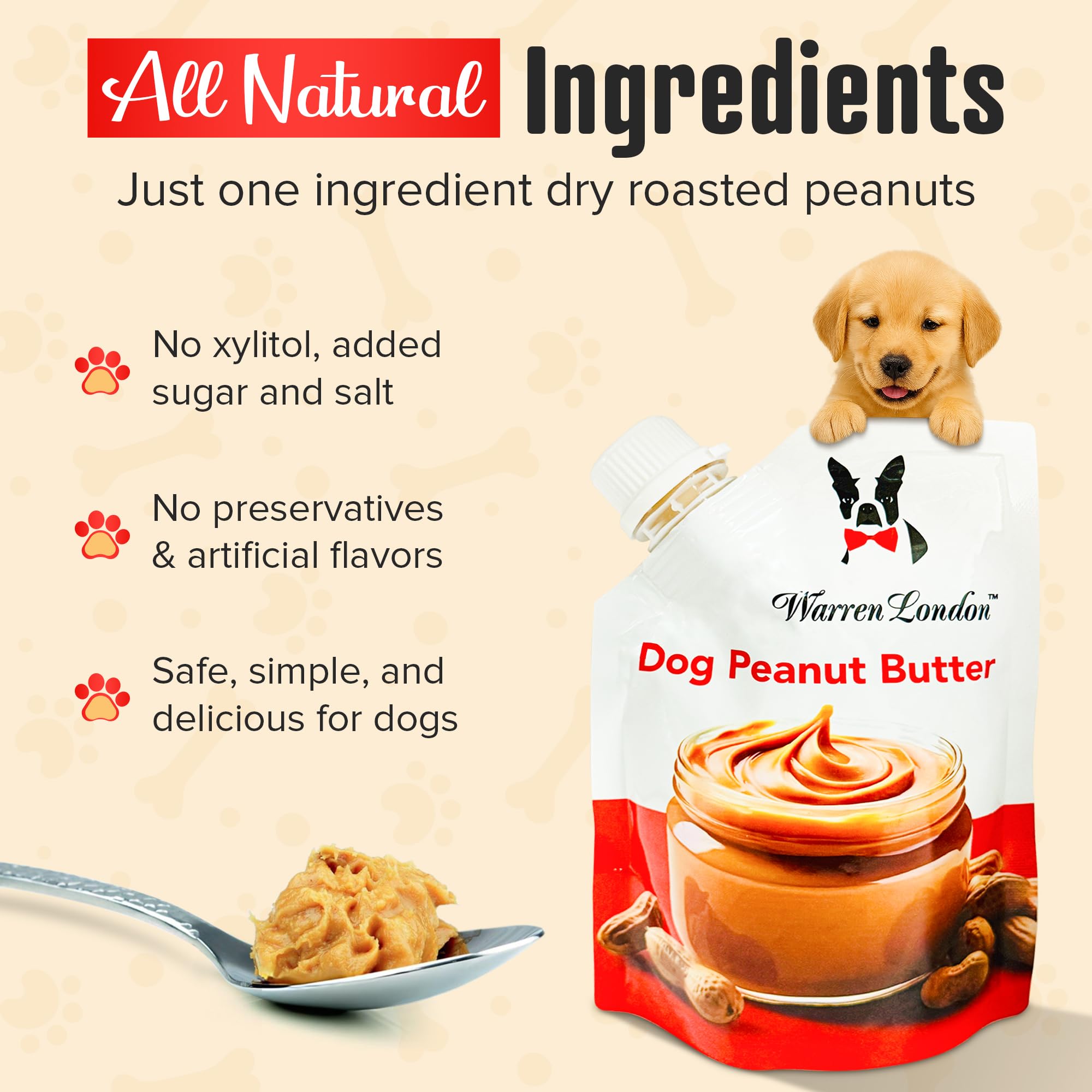 Warren London Peanut Butter close-up reveals roasted peanuts and pure ingredients.