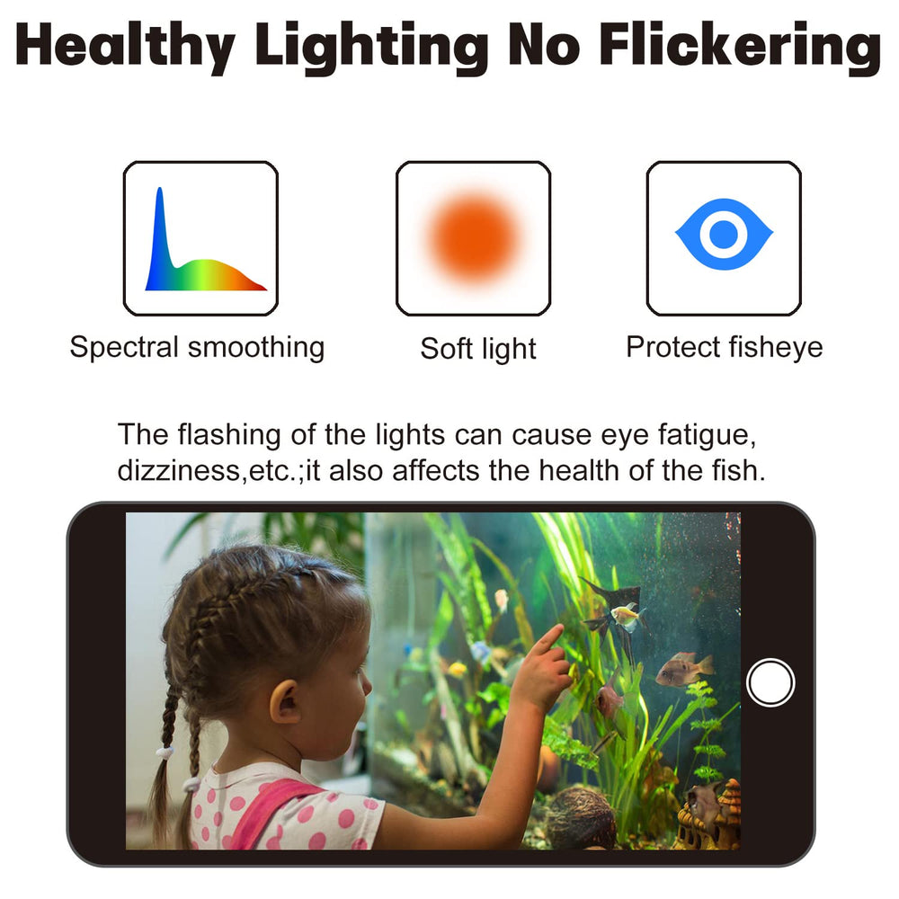 WaterRebirth LEDs illuminate fish and plants with natural tones for vivid color.