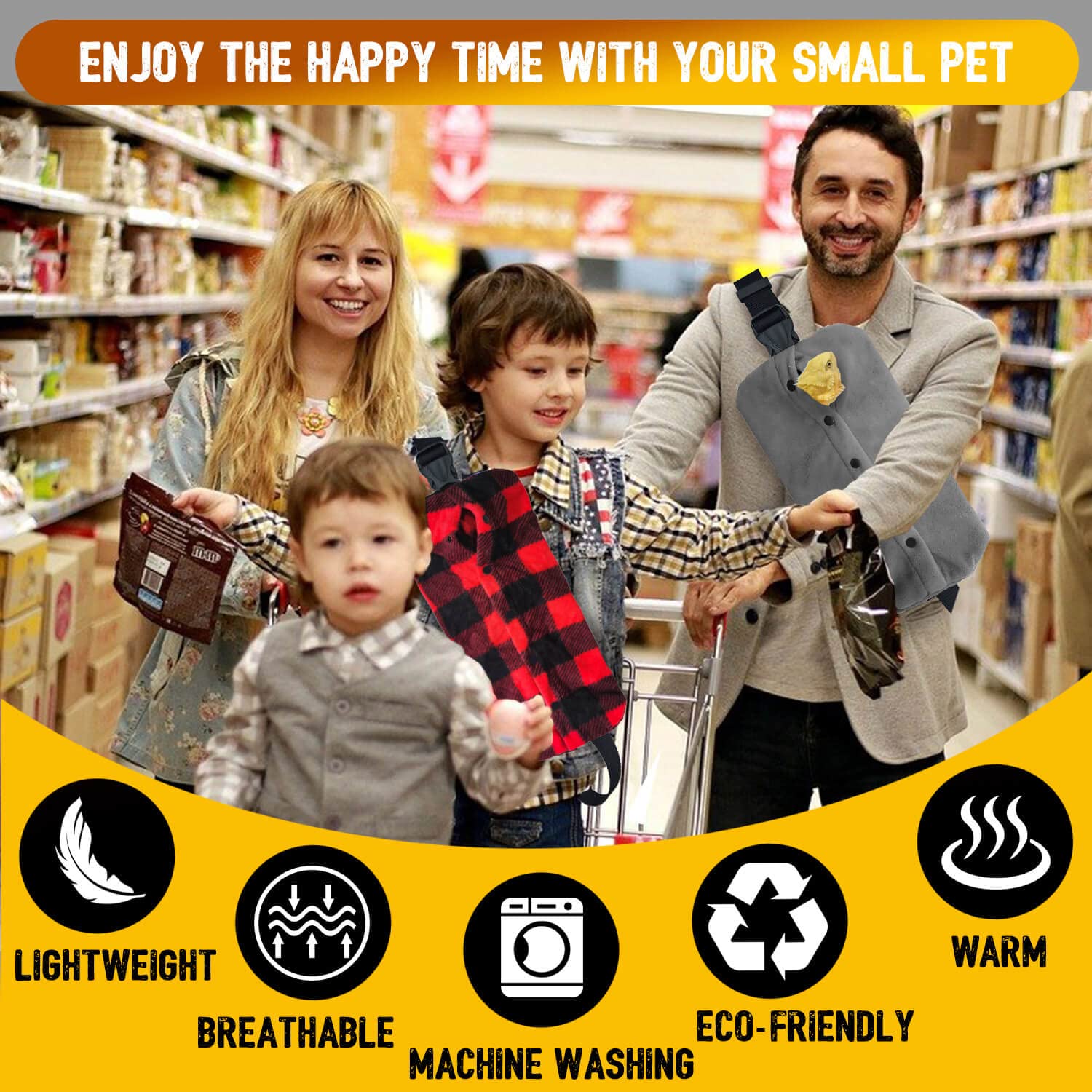 WATFOON reptile sling carrier outdoor travel scene with hands-free carrying.