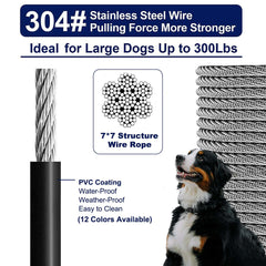 WATFOON tie-out cable showing 360 rotating buckles for easy attachment