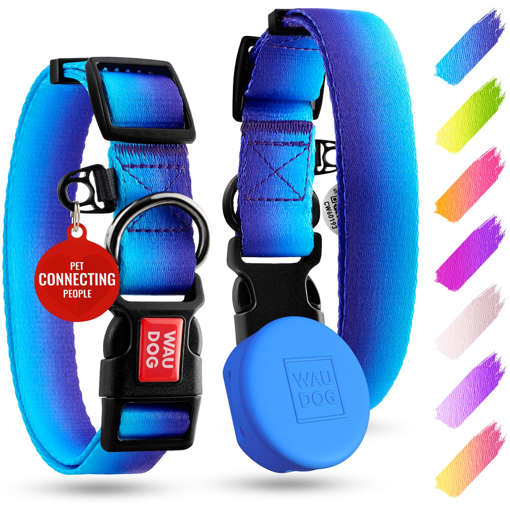 WAUDOG nylon dog collar with air holder on a large dog for everyday adventures.