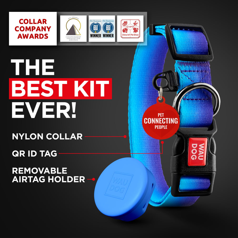 WAUDOG nylon dog collar durable nylon fabric withstands outdoor play and daily wear.