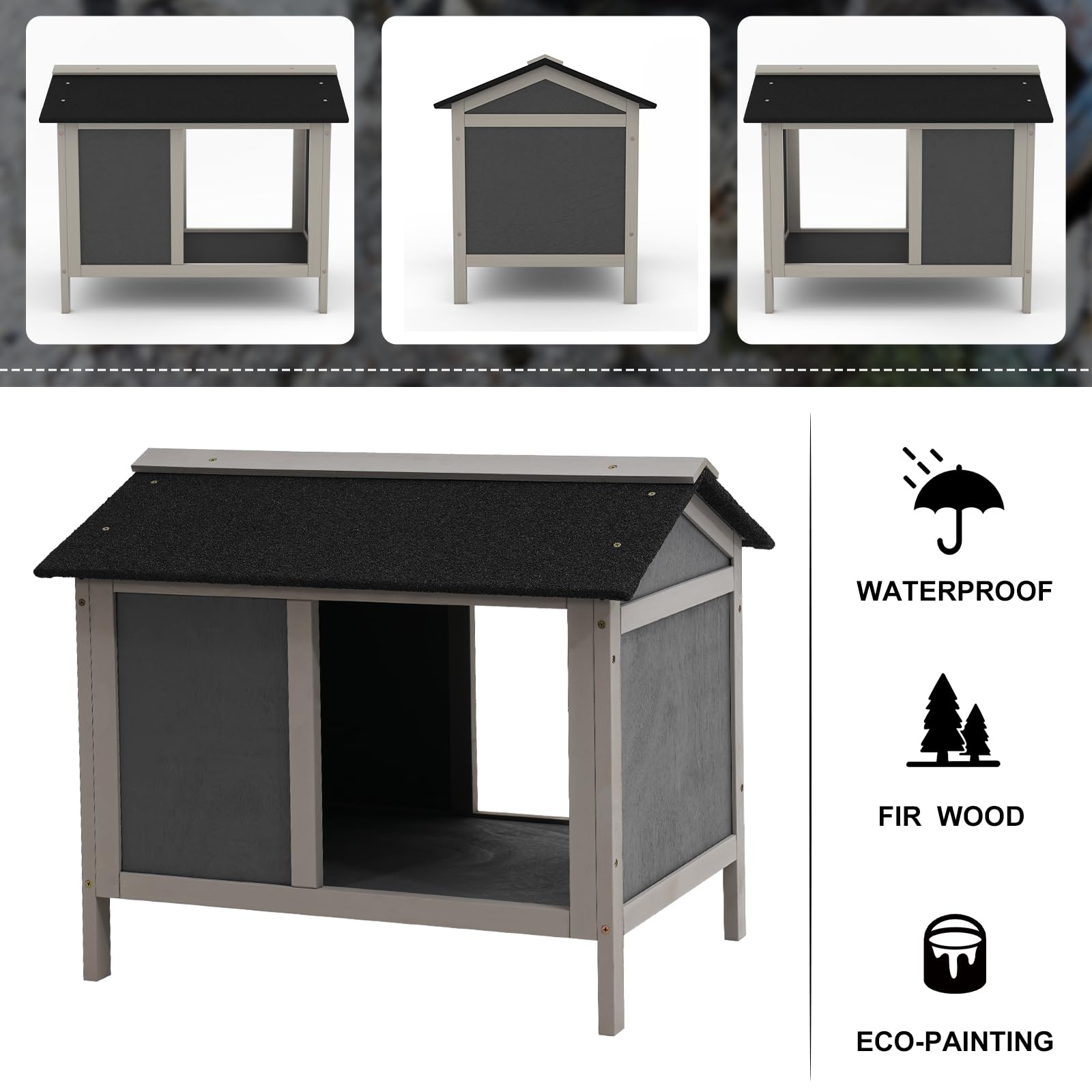 WAYTRIM waterproof cat house three-cats-friendly layout supports simultaneous eating for small groups