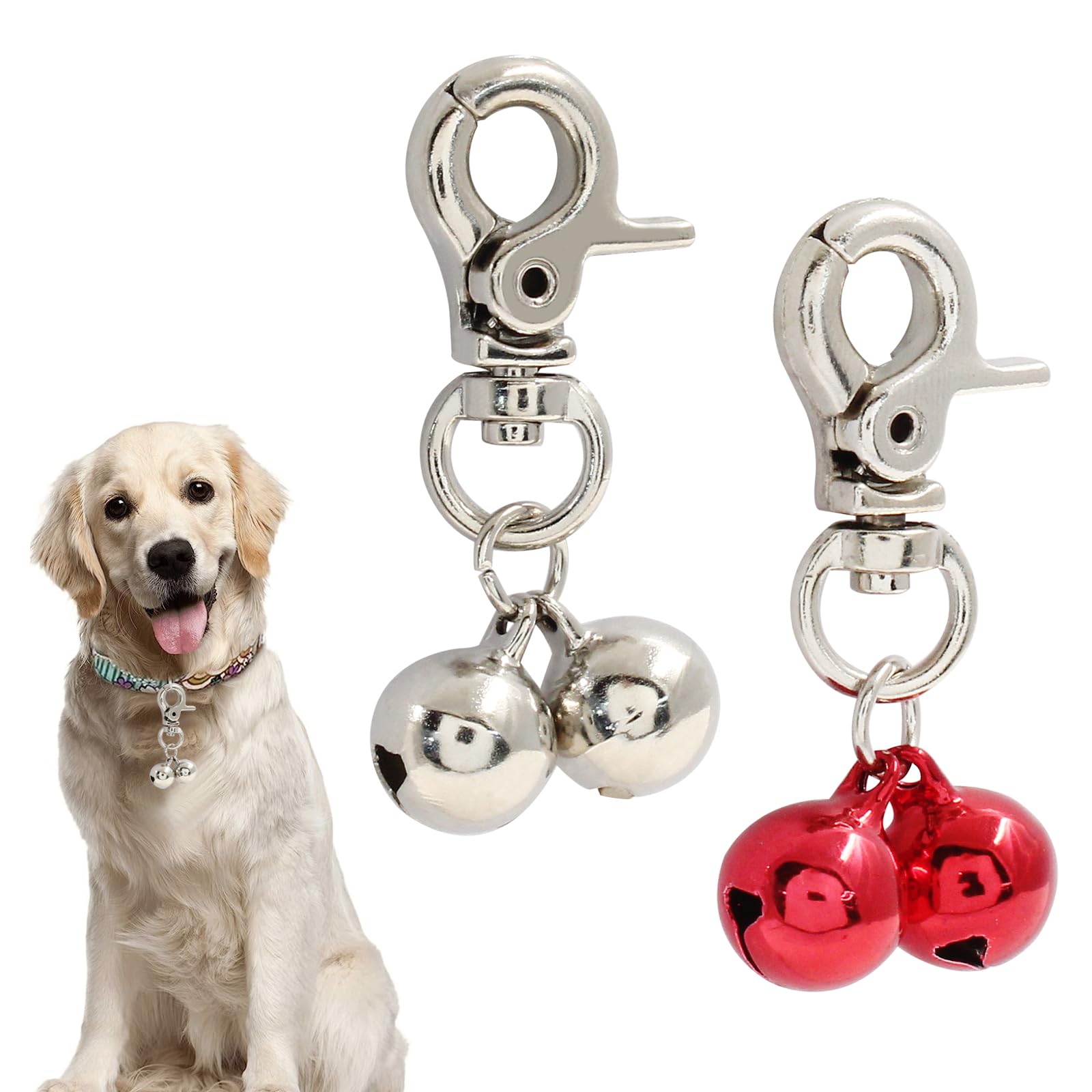 Waziaqoc bells for pet collars in silver provide a light, audible cue for easy pet tracking.