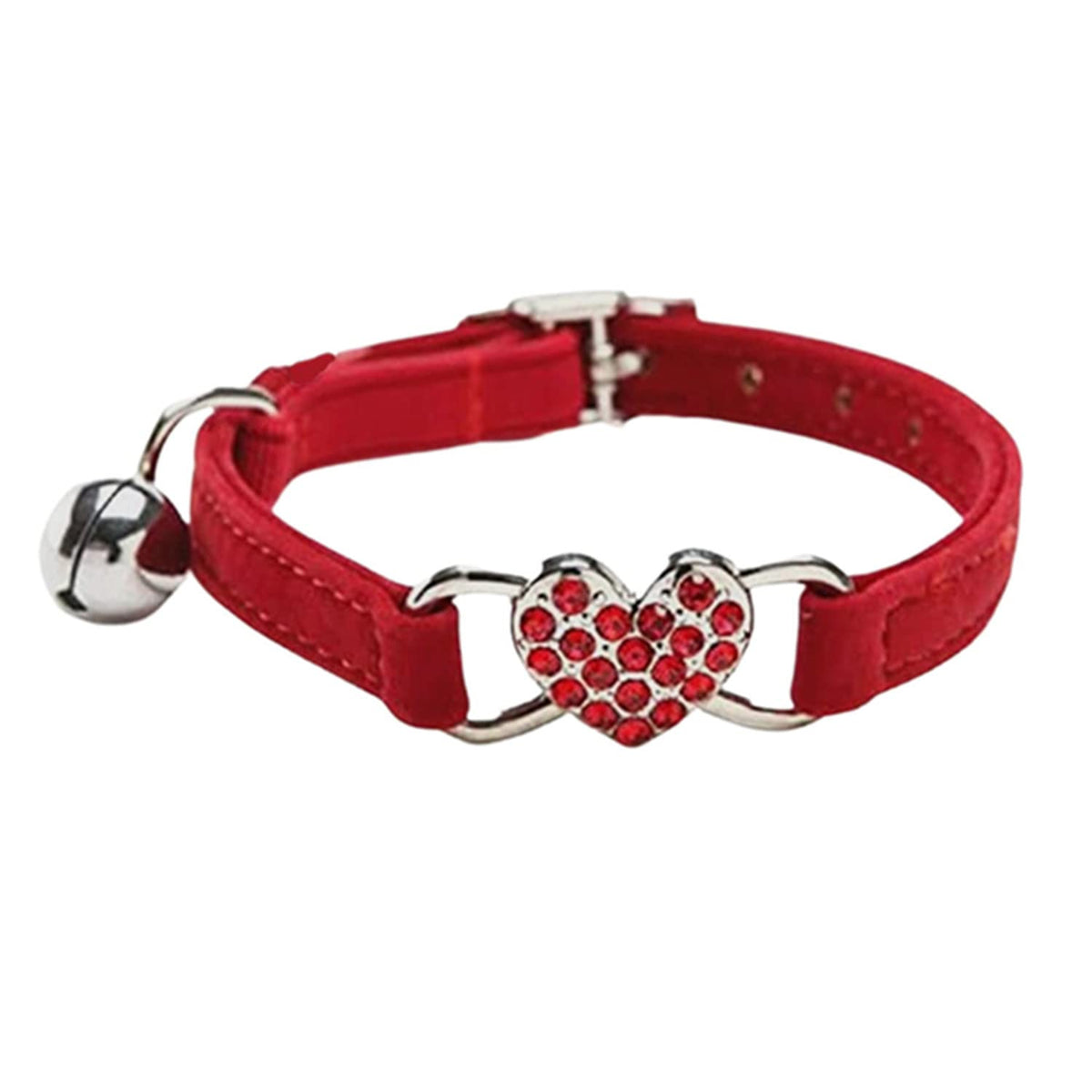 WDPAWS Heart Bling collar front view in red for stylish daily wear
