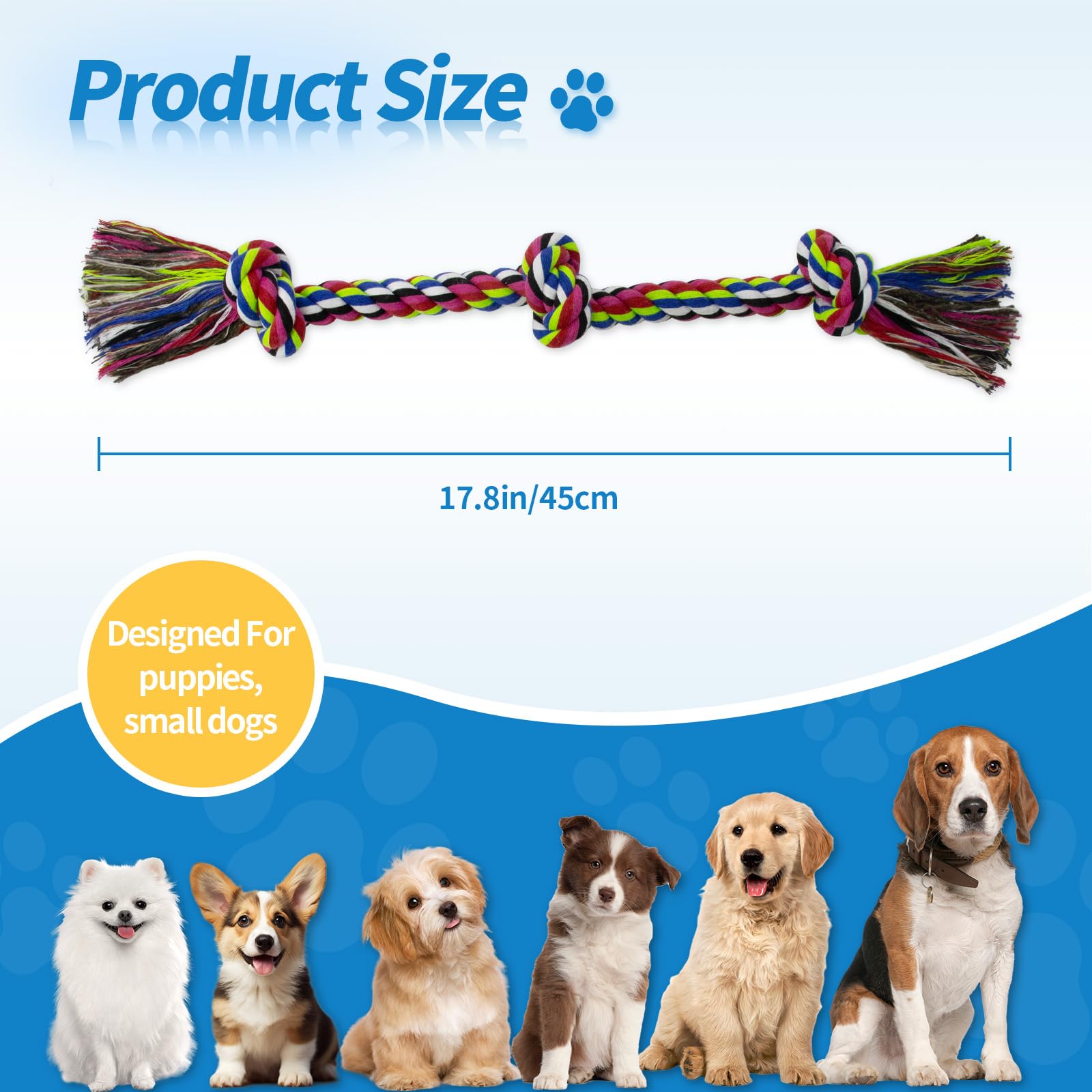 WDZZHOT 3-knots 18in close-up highlighting durable cotton rope.