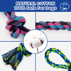 WDZZHOT rope toy with three knots provides a comfortable bite for medium-to-large dogs.