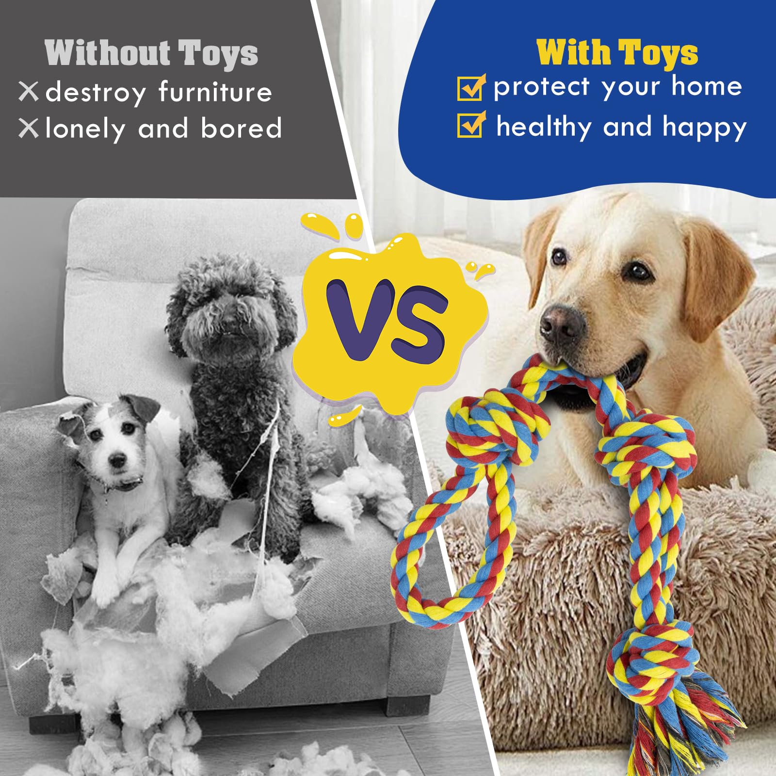WDZZHOT tug-of-war rope toy enables interactive play and bonding.