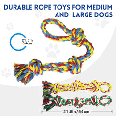 WDZZHOT multicolor rope toy with knots designed for aggressive chewers.