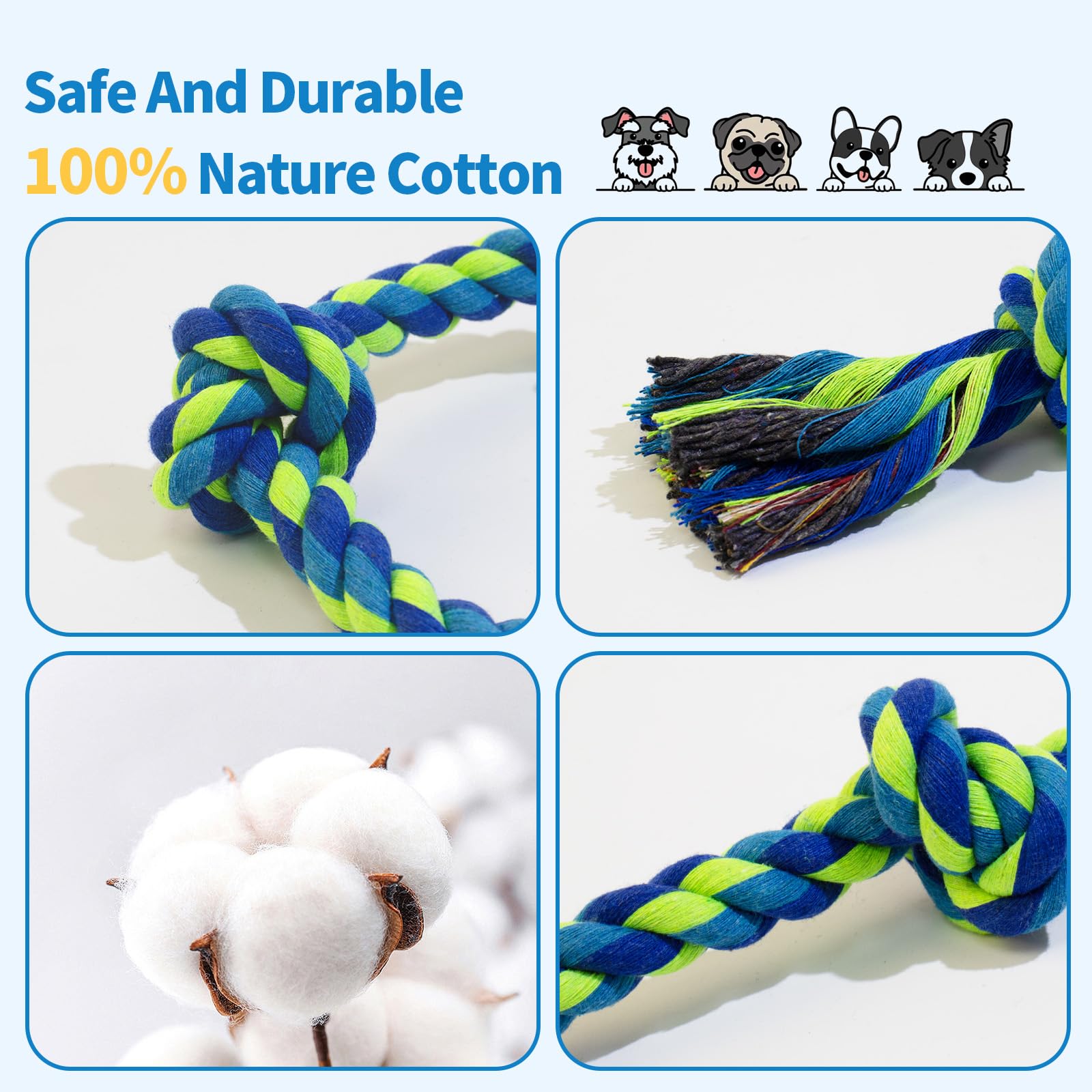 WDZZHOT natural cotton rope for safe, playful chewing.