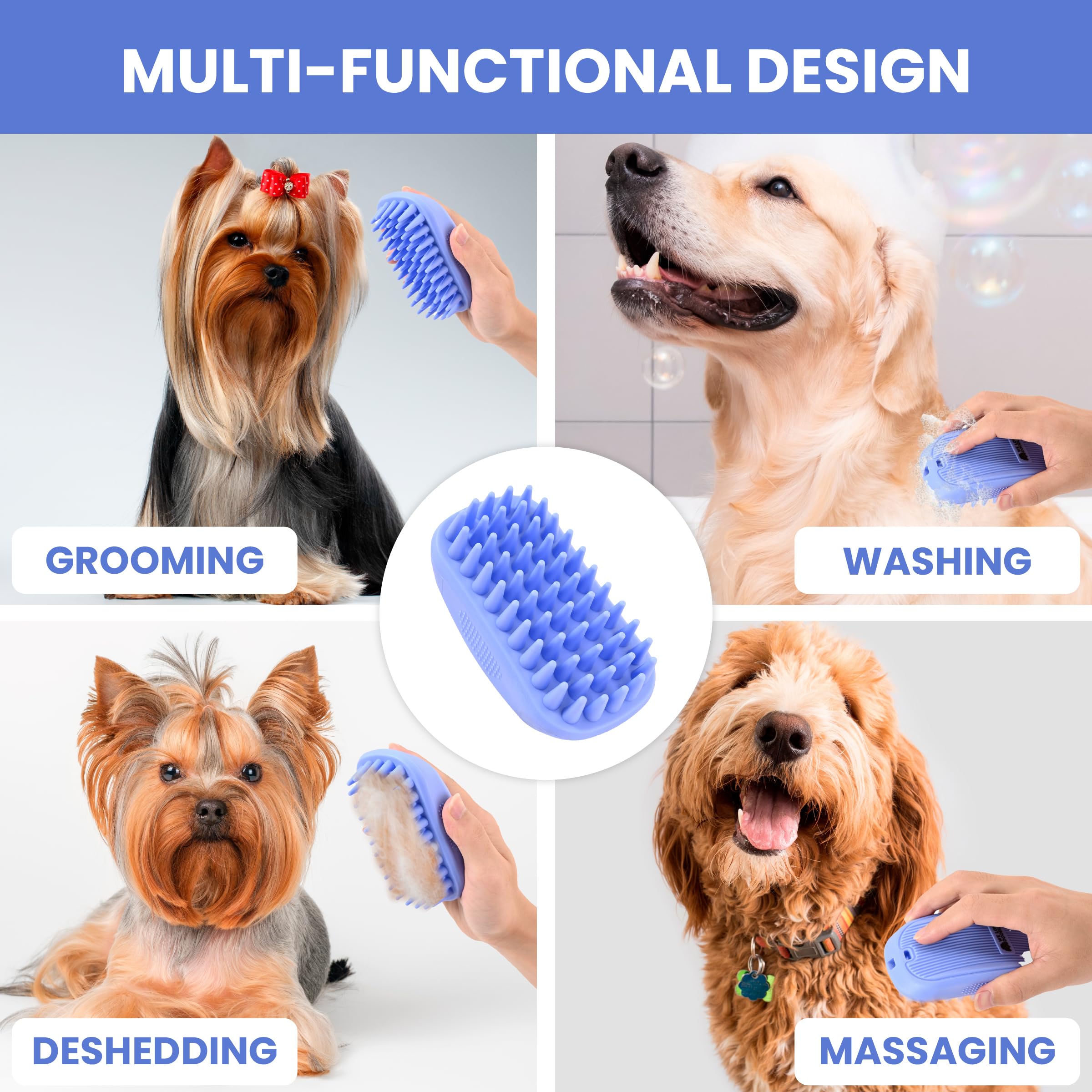 We Love Doodles bath brush highlights the ergonomic grip for comfortable, extended bathing sessions.