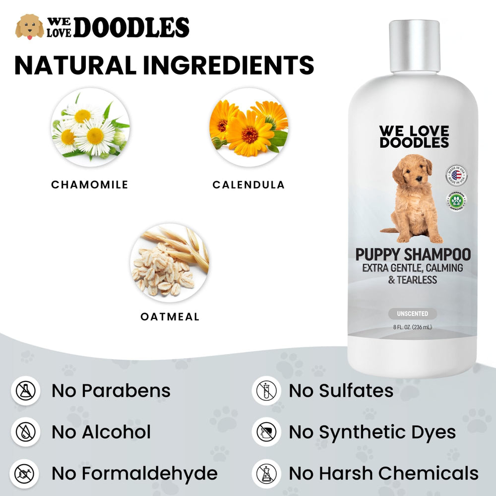 We Love Doodles clean ingredients ensure safe cleansing for puppy coats.