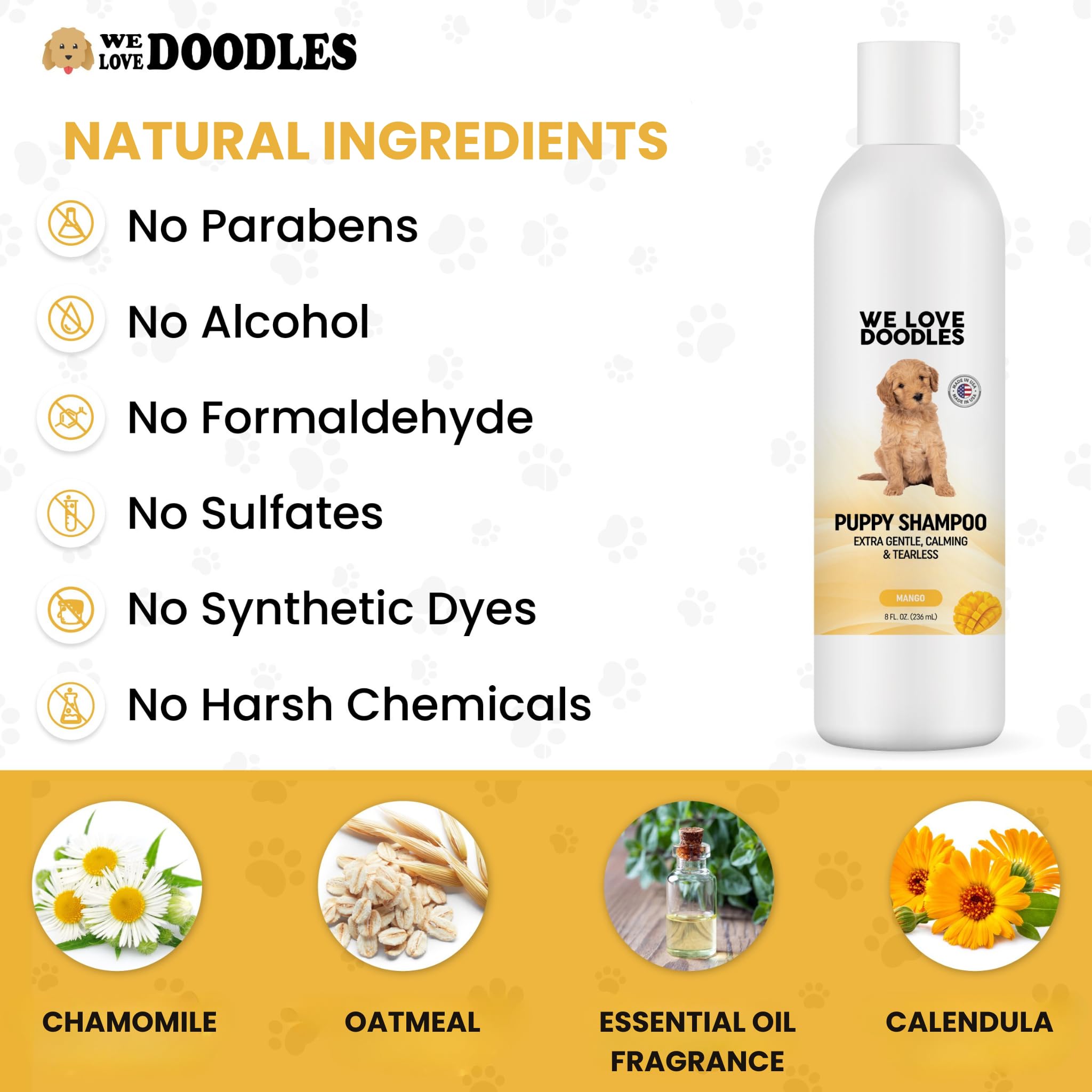 We Love Doodles shampoo with clean ingredients for gentle coat cleansing