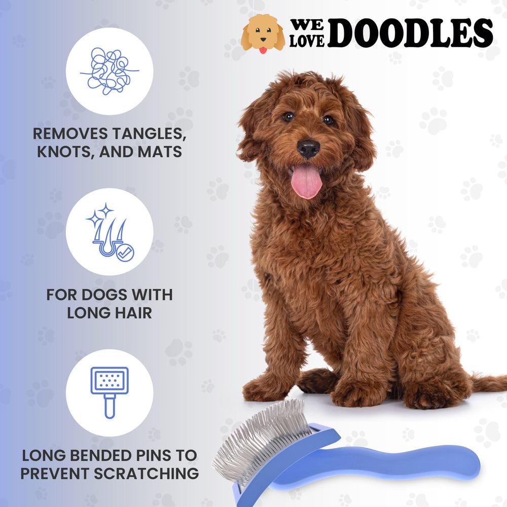 We Love Doodles 45-degree pins protect skin while brushing