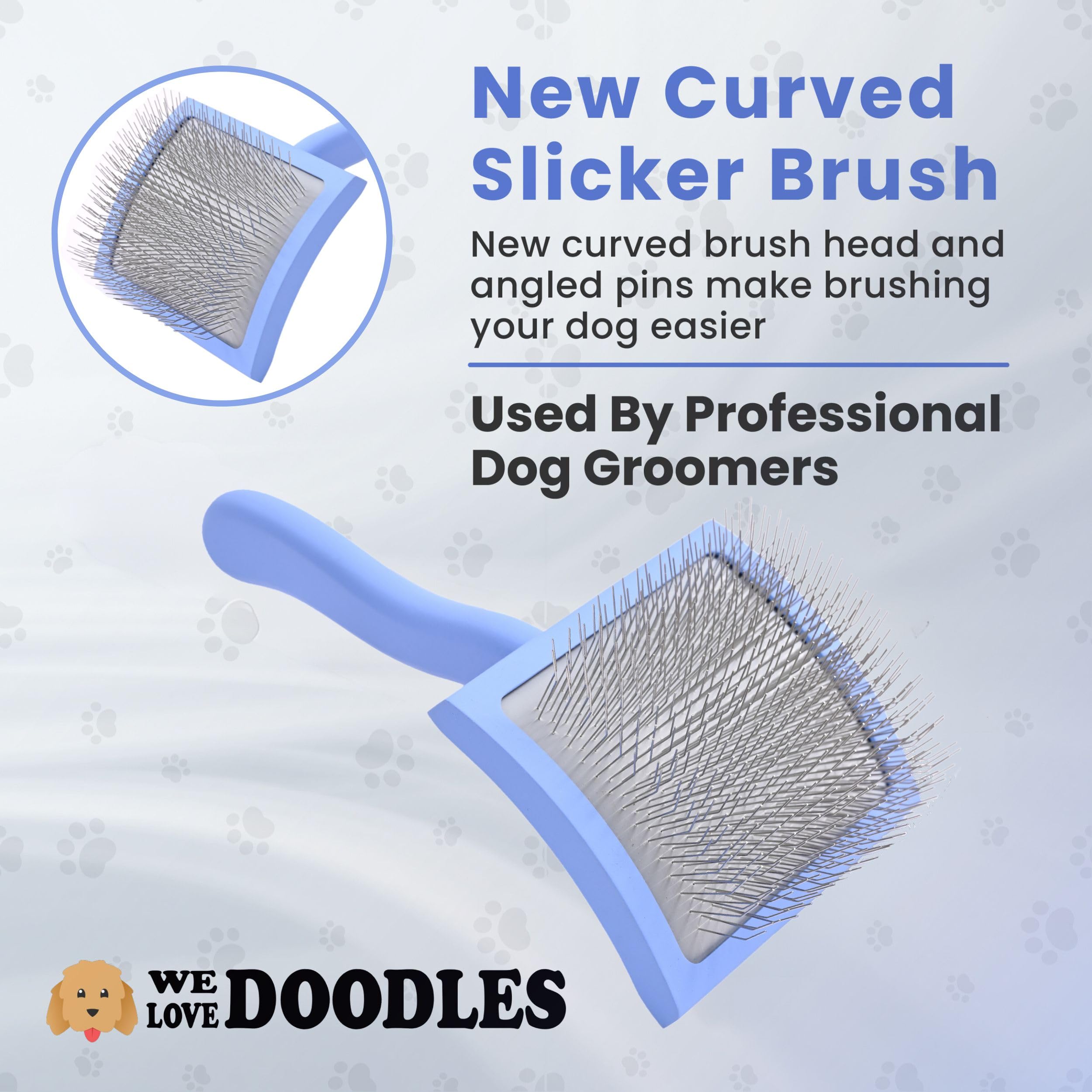 We Love Doodles in-action on a Goldendoodle for tangle-free fur