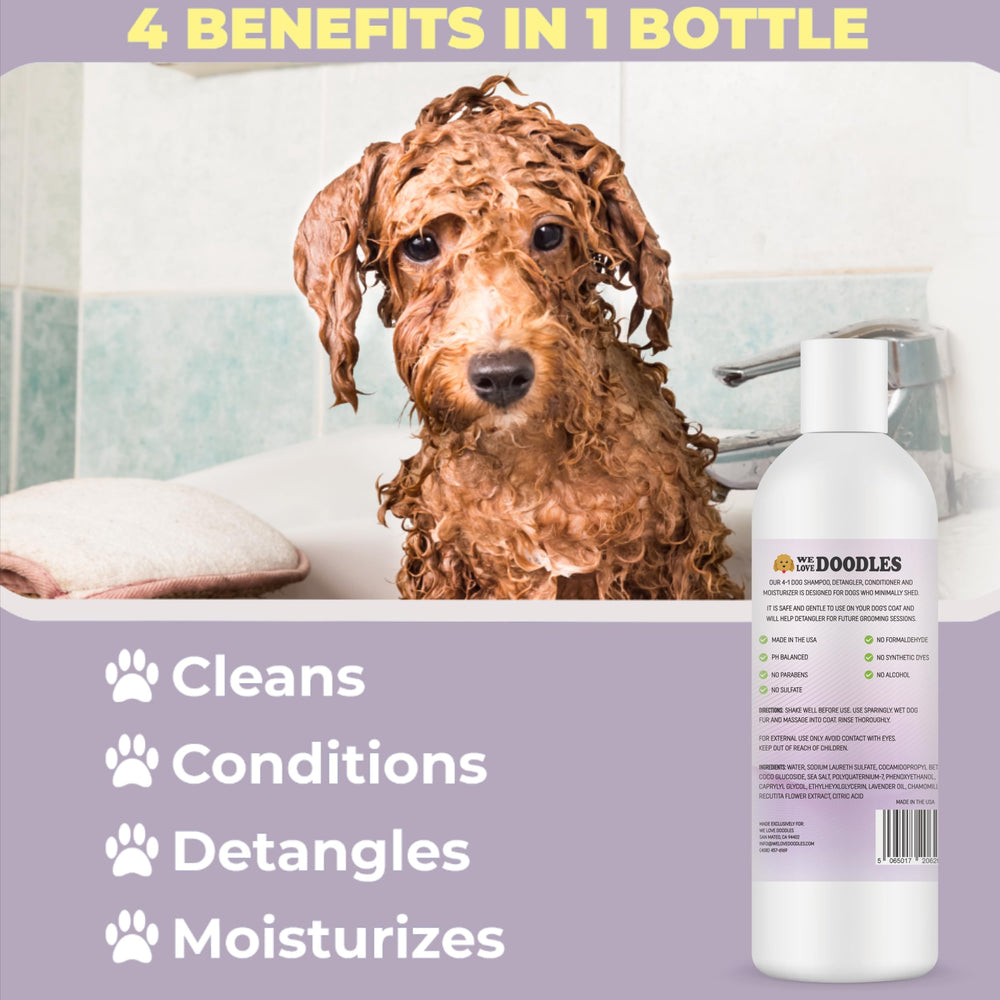We Love Doodles detangles matted coats for easier brushing and smoother feel.