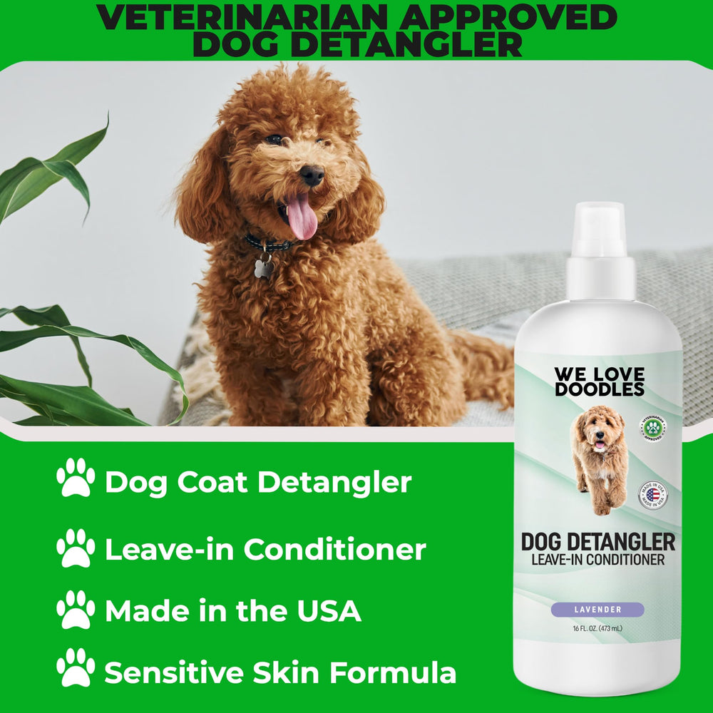 We Love Doodles dog coat before detangling shows knots and mats.