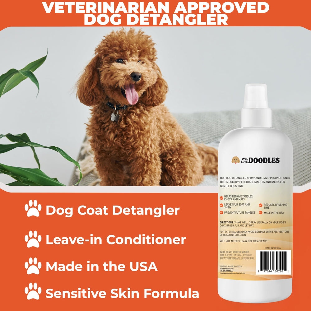 We Love Doodles dog dematting spray for smooth, tangle-free coats