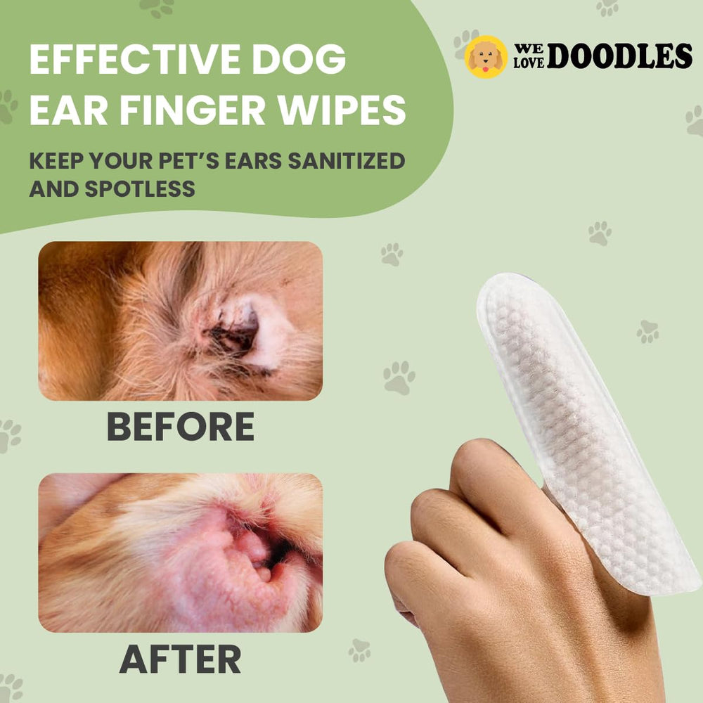 We Love Doodles dog ear wipes finger-wipe design for quick cleaning