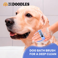 We Love Doodles bath brush bristles lift dirt and shed hair for clean fur