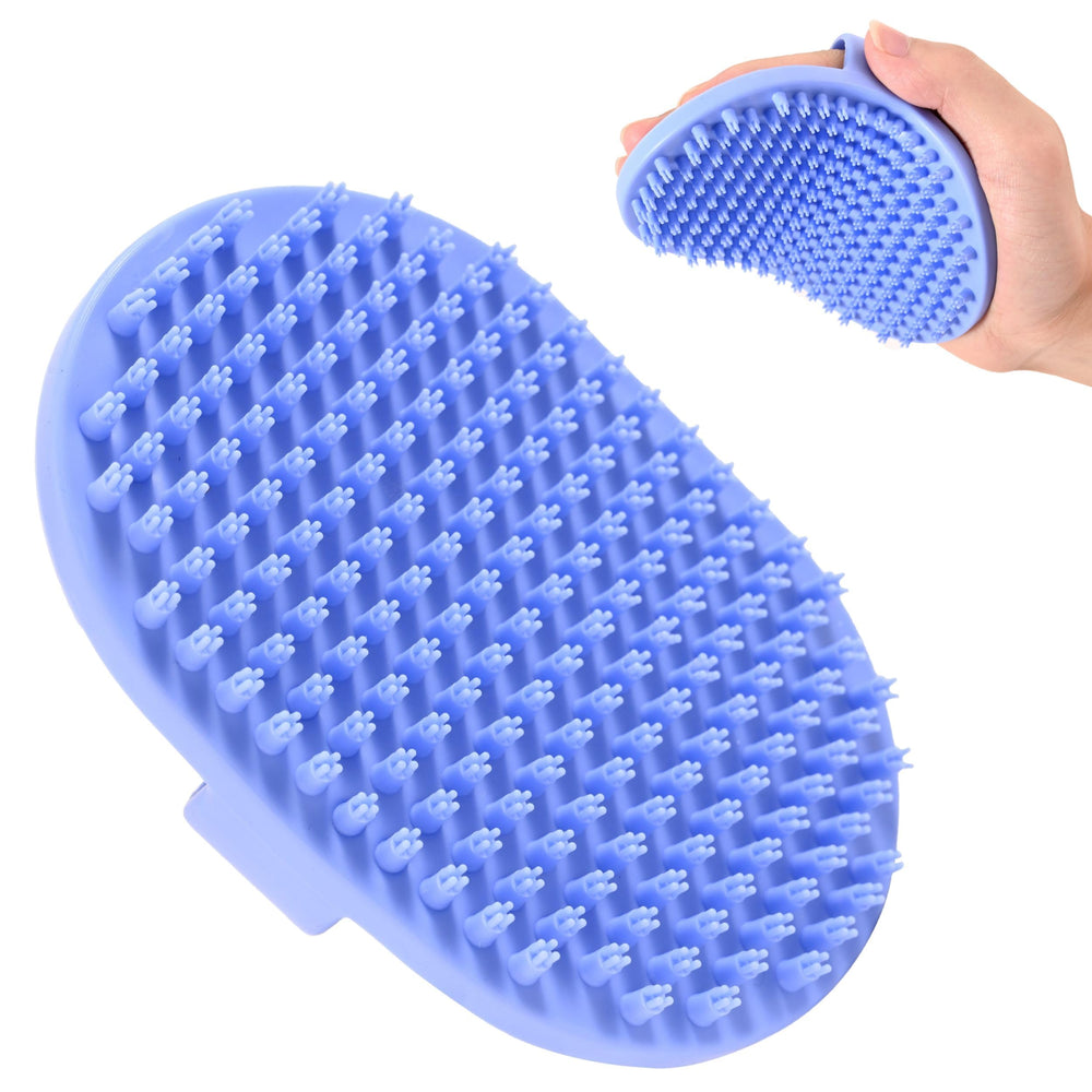 We Love Doodles dog grooming bath brush with ergonomic handle for comfortable bath time