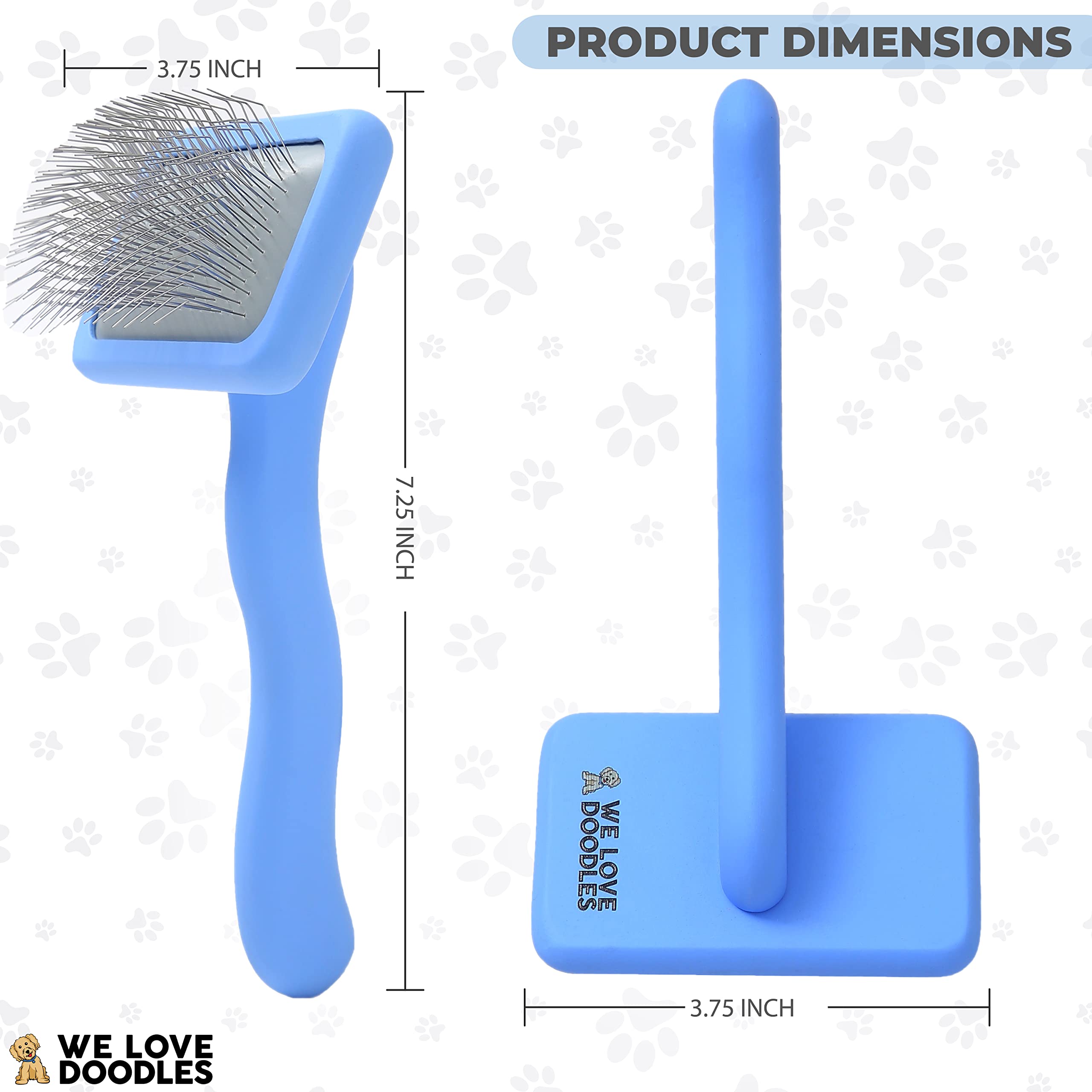 We Love Doodles dog brush demonstrates matting removal and shedding management.