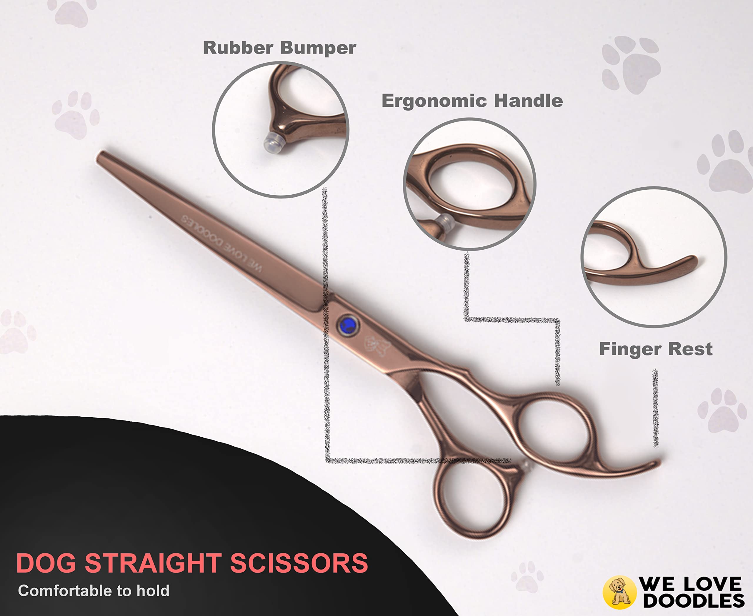 We Love Doodles ergonomic handles reduce hand fatigue during grooming sessions.