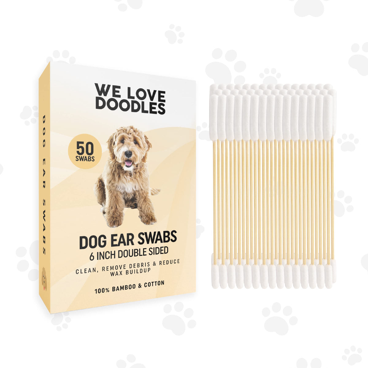 We Love Doodles long cotton dog ear swabs with double-sided tips for hard-to-clean areas