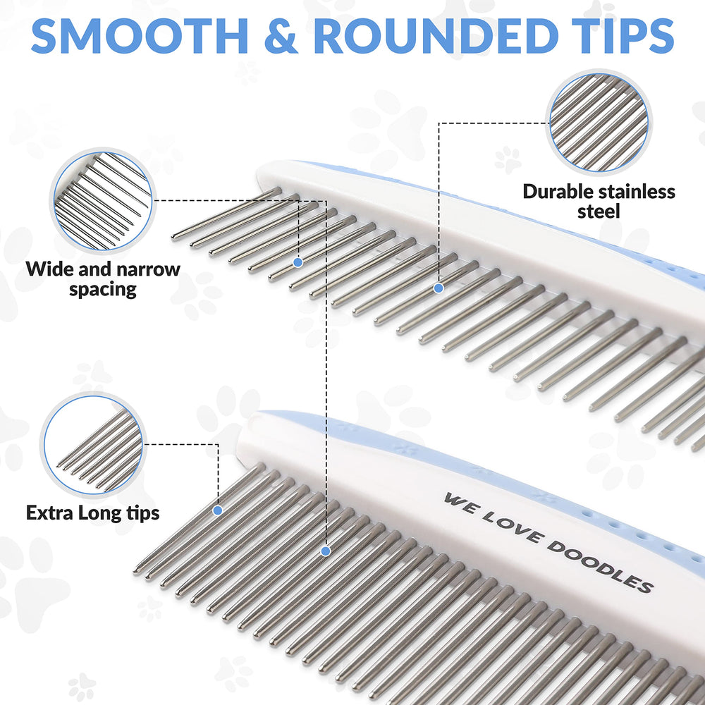 We Love Doodles comb teeth close-up showing long pins.