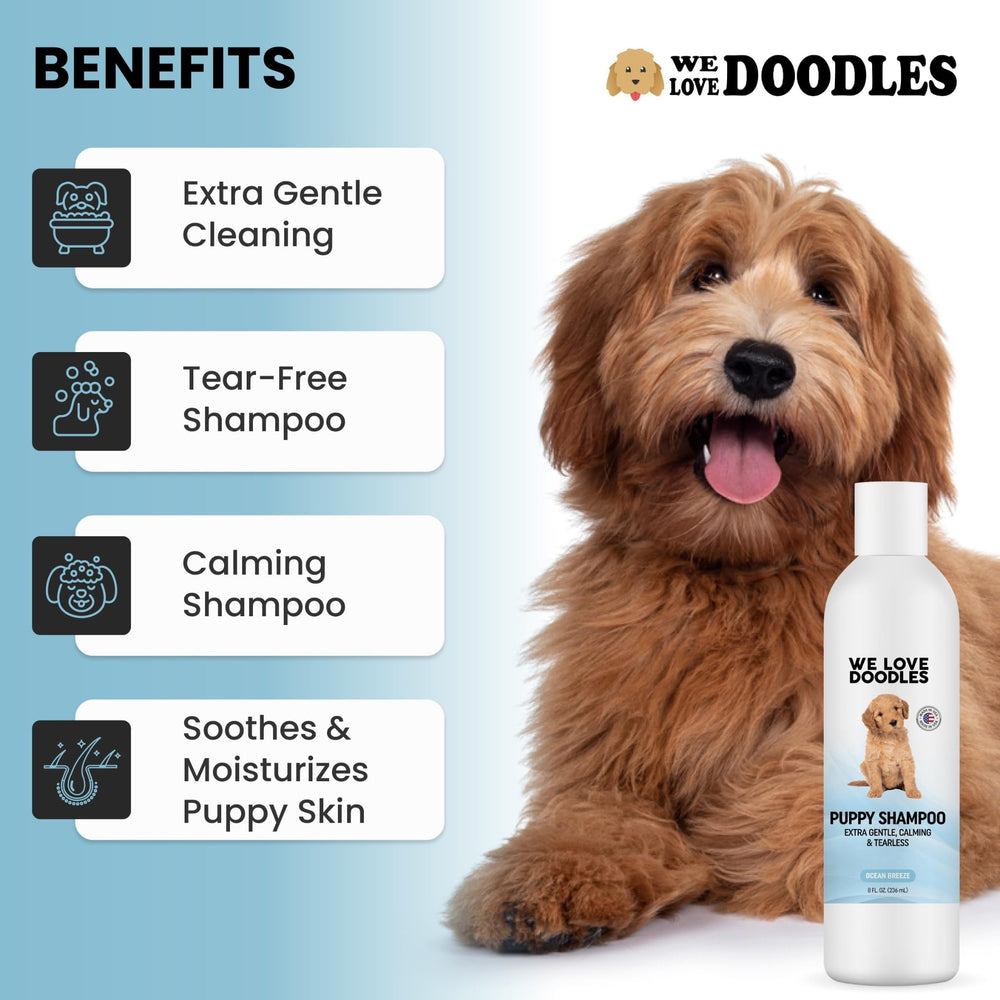 We Love Doodles oatmeal-based conditioning formula label suggesting gentle coat care