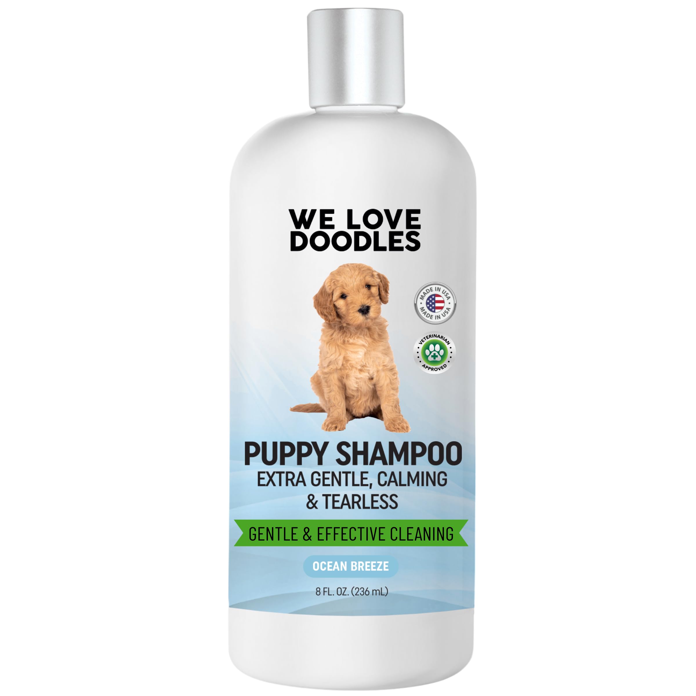We Love Doodles tearless Ocean Breeze puppy shampoo bottle for tear-free bath