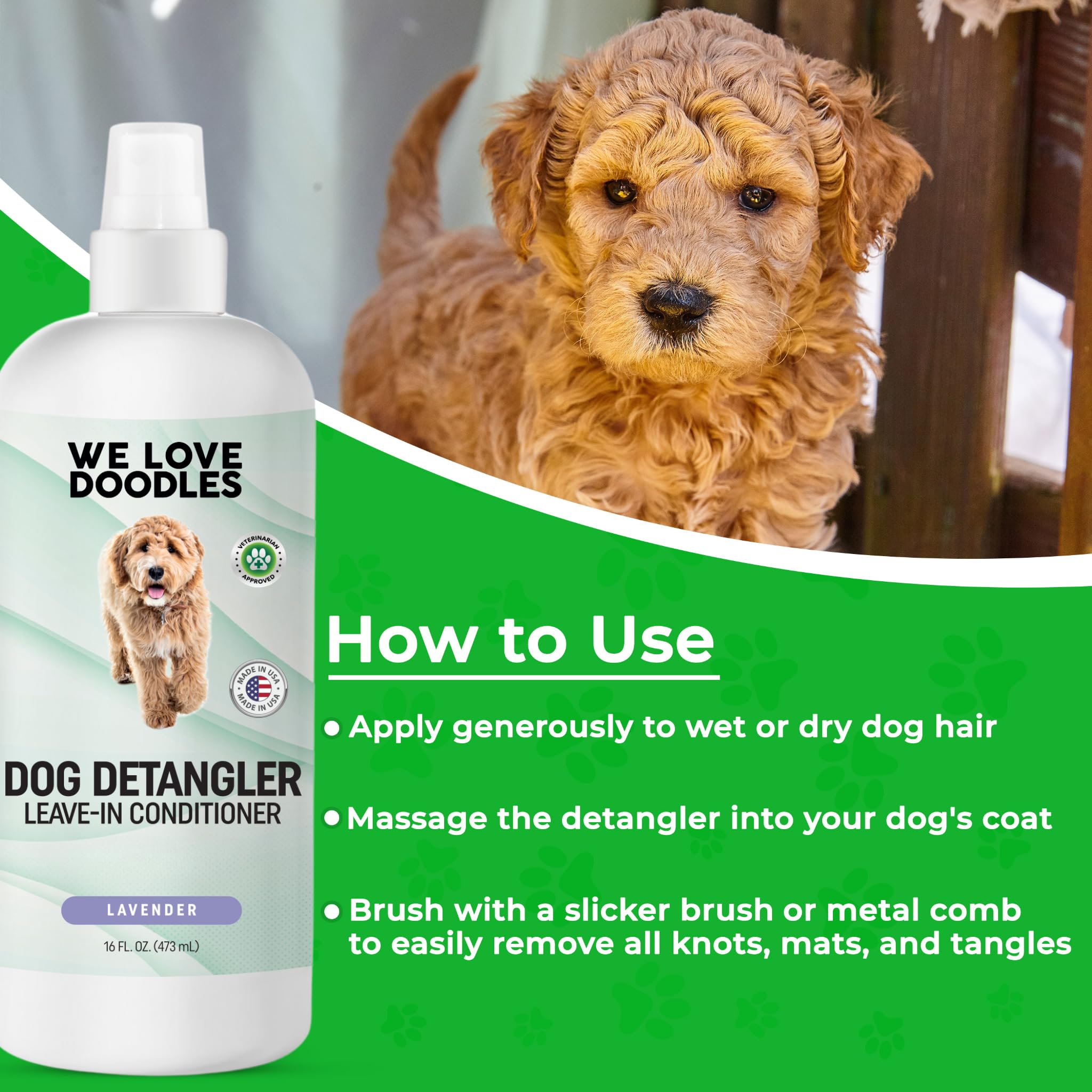 We Love Doodles USA-made label highlights safe, gentle formula.