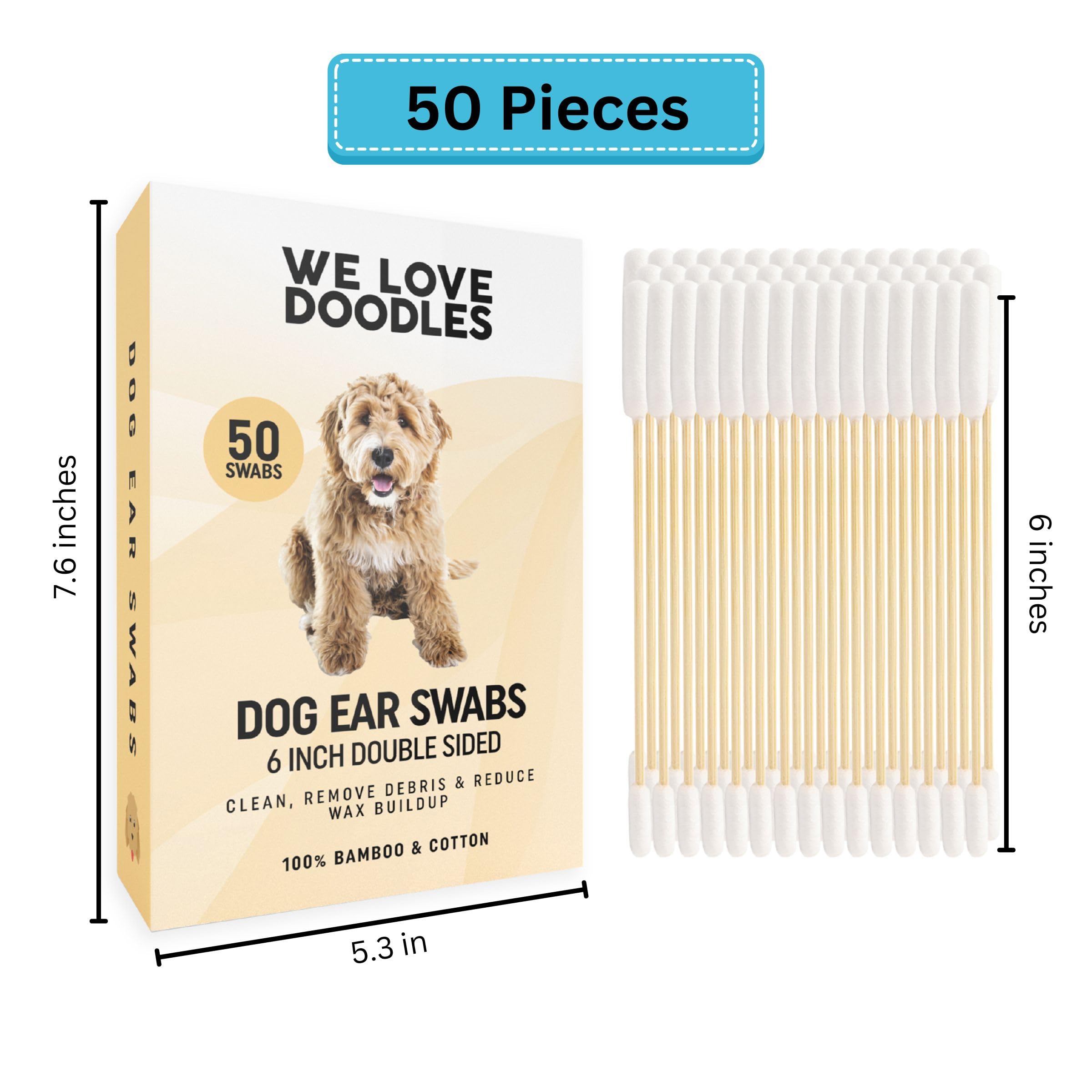 We Love Doodles wipes solution q-tips pair with dampened cleaning for effective ear care