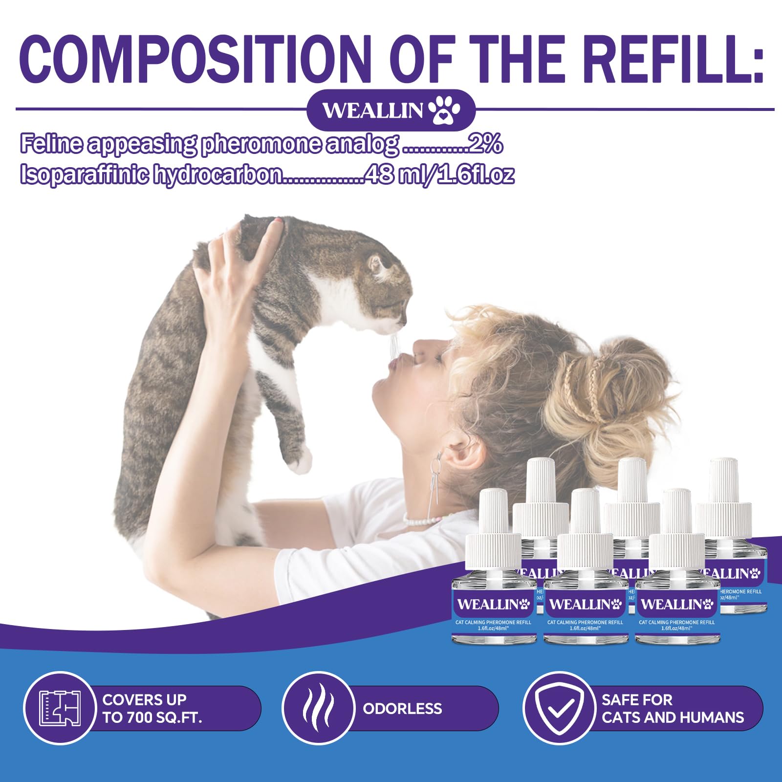 WEALLIN diffuser in living room promoting a calmer cat environment