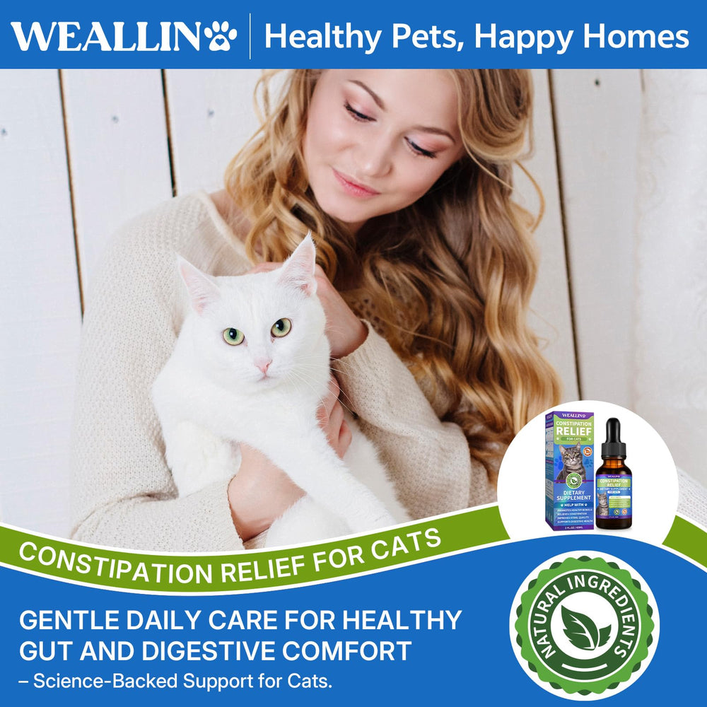 WEALLIN cat constipation relief ingredients drops, supports gentle stool movement.