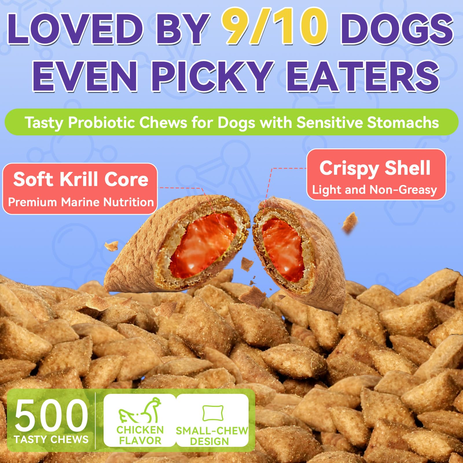 WEALLIN Dog Probiotics Chews crispy shell texture appealing to picky eaters