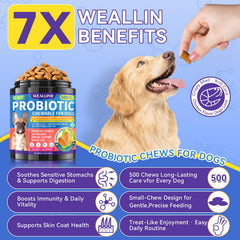 WEALLIN Dog Probiotics Chews with krill core highlight balanced digestion
