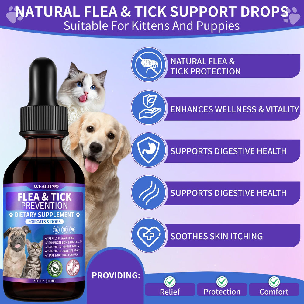 WEALLIN Flea & Tick Drops bacon flavor supports easy, daily pet care.