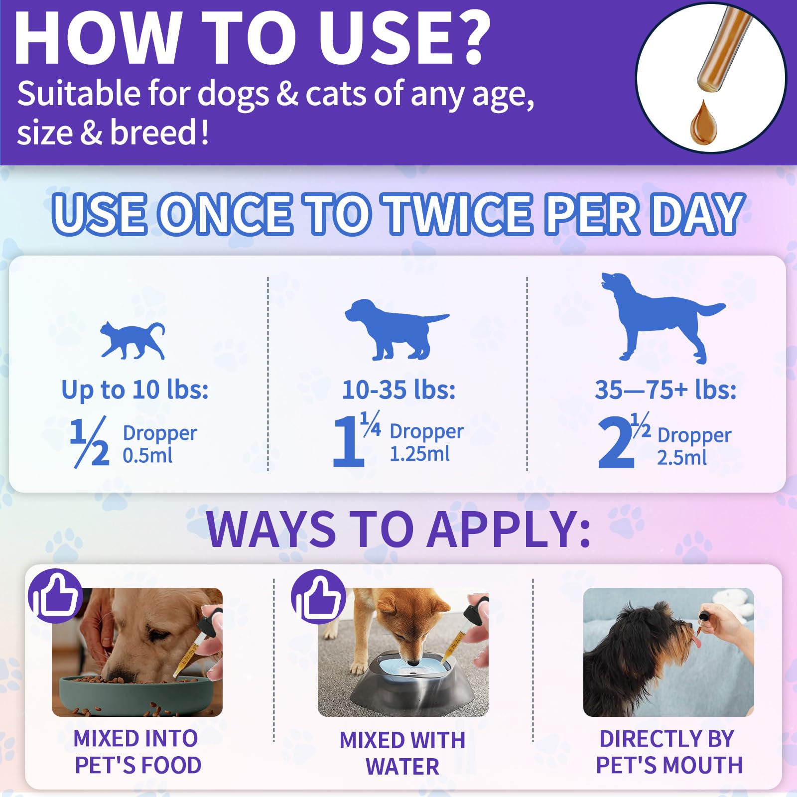WEALLIN Drops used for cats and dogs supporting daily vitality and skin health.