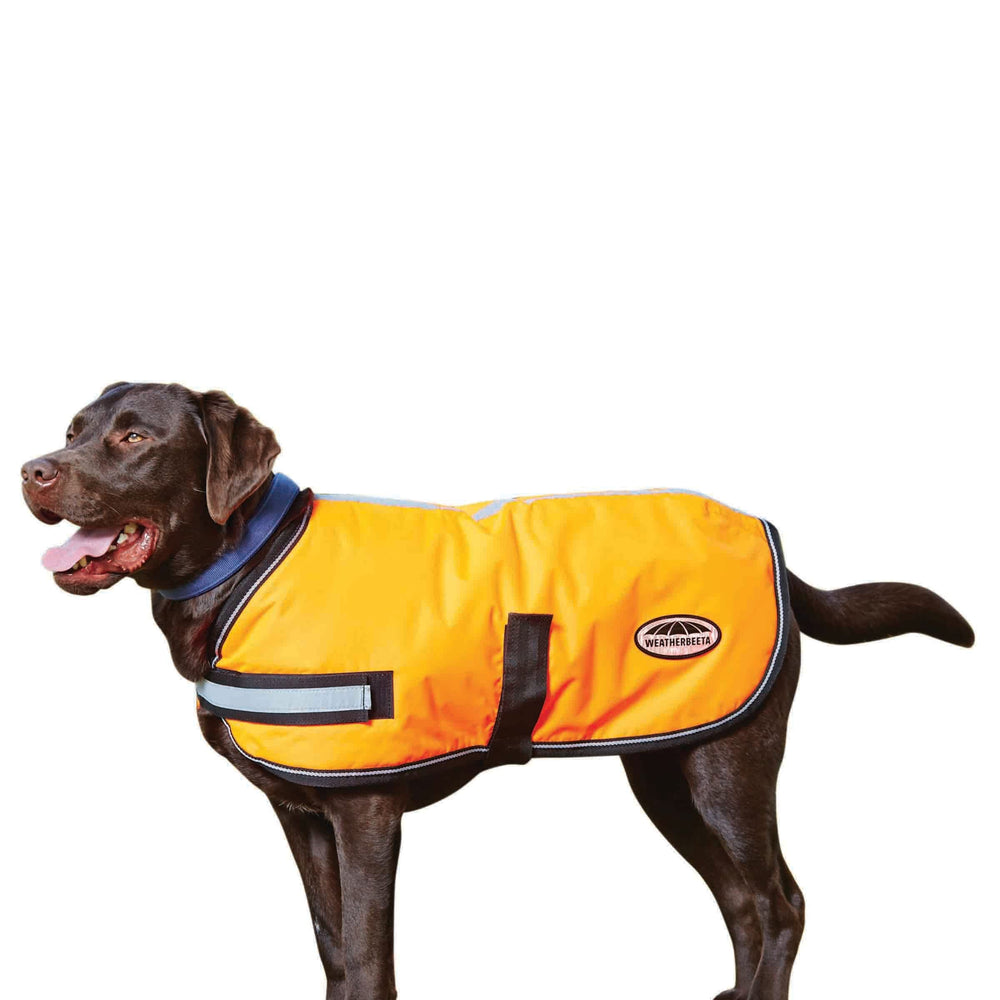 WeatherBeeta ComFiTec Reflective Parka 300D orange chest closure ensures secure fit.